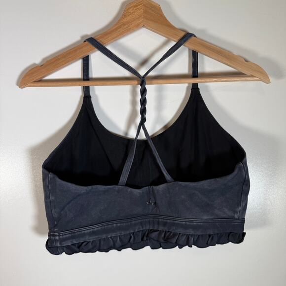 JoyLab Sports Bra Large Gray Twist‑Back Ruffle Hem Longline Tank Bra Lightweight - Picture 4 of 11